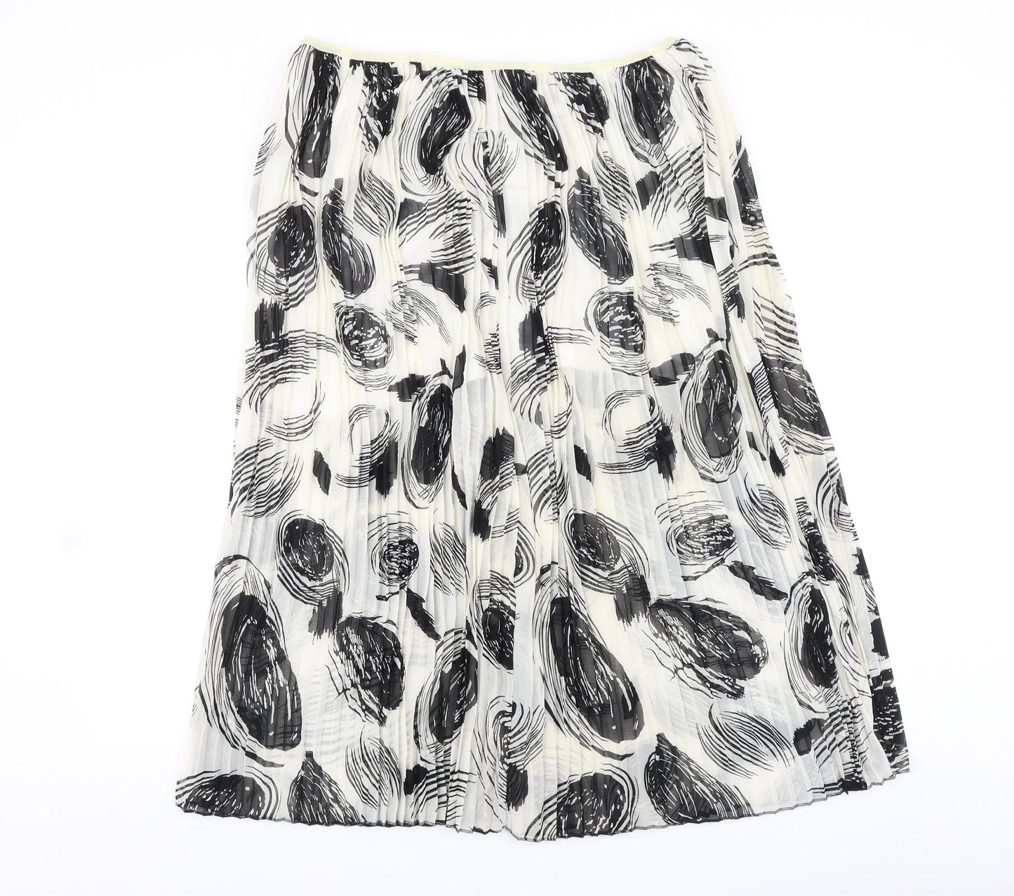 Marks and Spencer Womens Silver Geometric Polyester Pleated Skirt Size 16