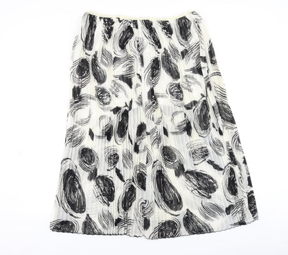 Marks and Spencer Womens Silver Geometric Polyester Pleated Skirt Size 16