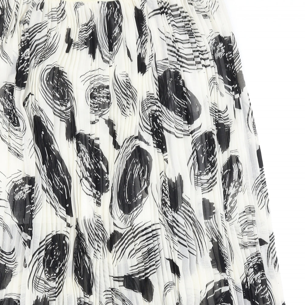 Marks and Spencer Womens Silver Geometric Polyester Pleated Skirt Size 16