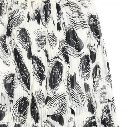 Marks and Spencer Womens Silver Geometric Polyester Pleated Skirt Size 16