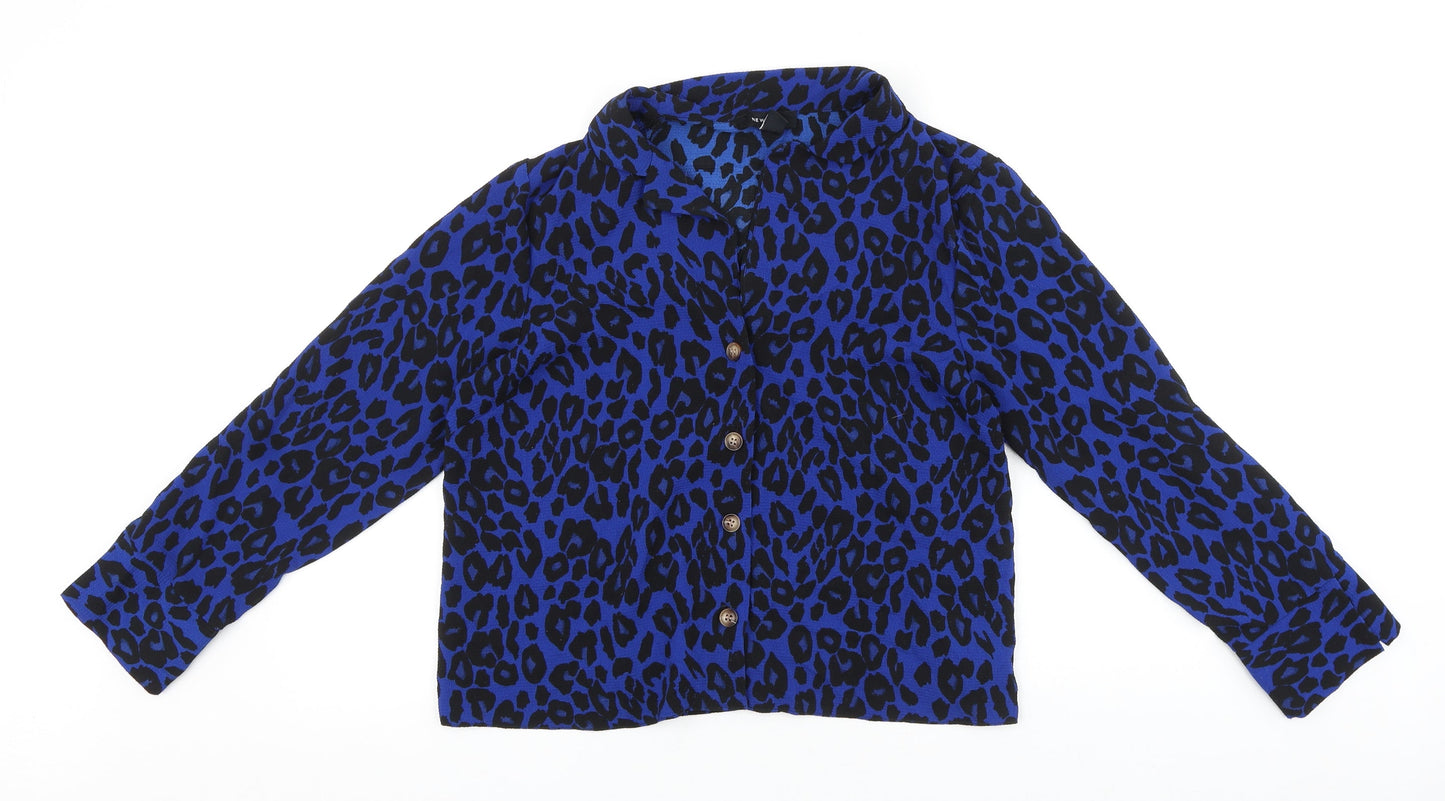 Womens UK Size 10 New Look Blue Basic Button-Up