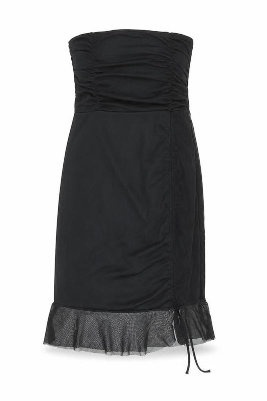 PRETTYLITTLETHING Womens Black Polyester Ball Gown Size 10 Off the Shoulder Tie