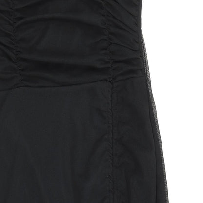 PRETTYLITTLETHING Womens Black Polyester Ball Gown Size 10 Off the Shoulder Tie