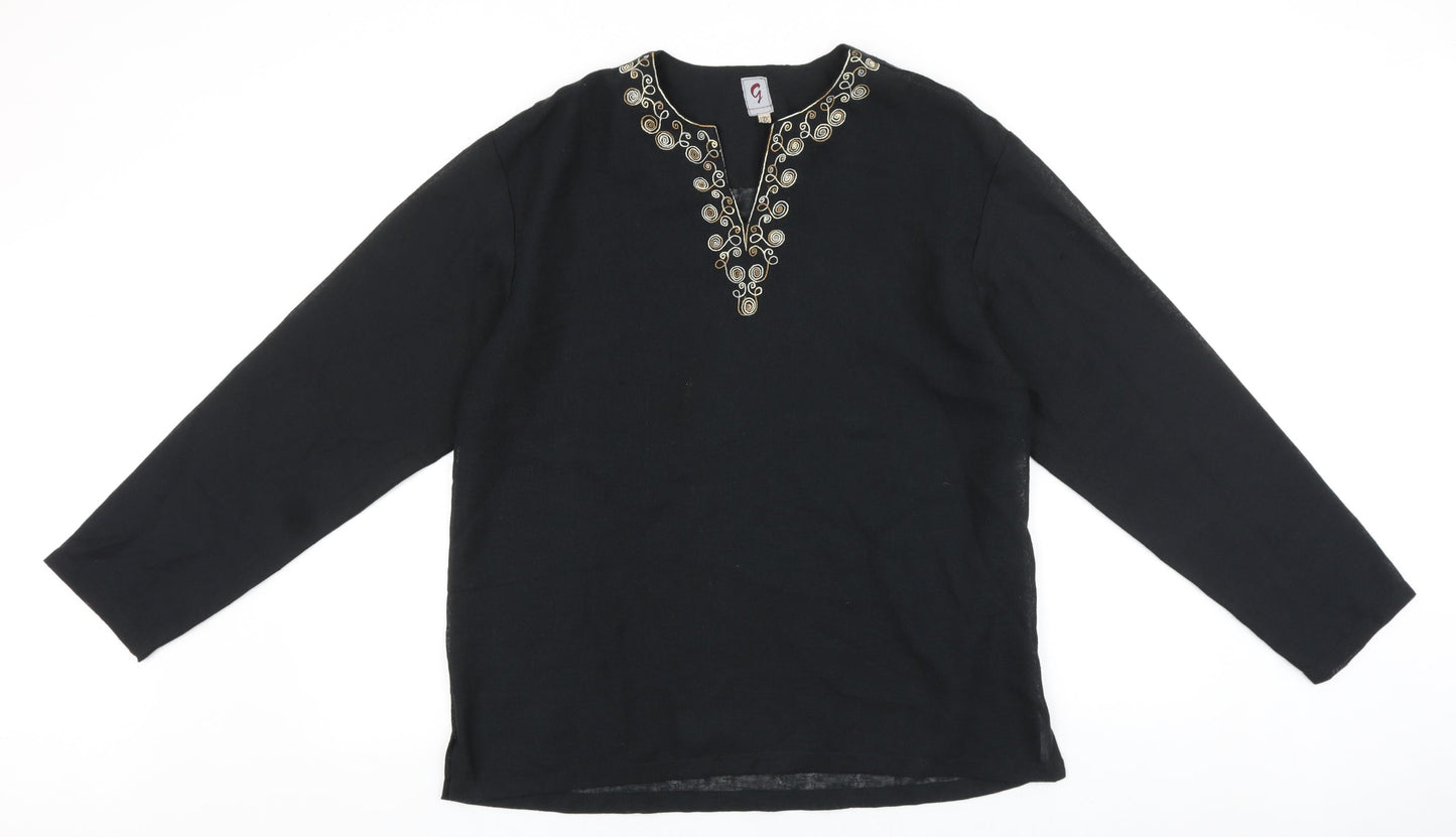 Womens UK Size L Preworn Black Basic Blouse