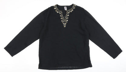 Womens UK Size L Preworn Black Basic Blouse
