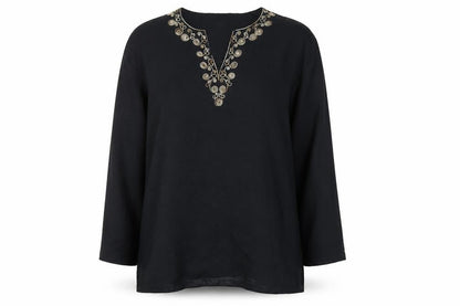 Womens UK Size L Preworn Black Basic Blouse