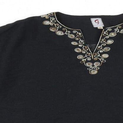 Womens UK Size L Preworn Black Basic Blouse