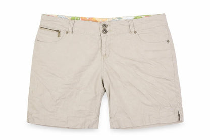 Nobo Womens Beige Linen Chino Shorts Size 38 in L9 in Regular Button