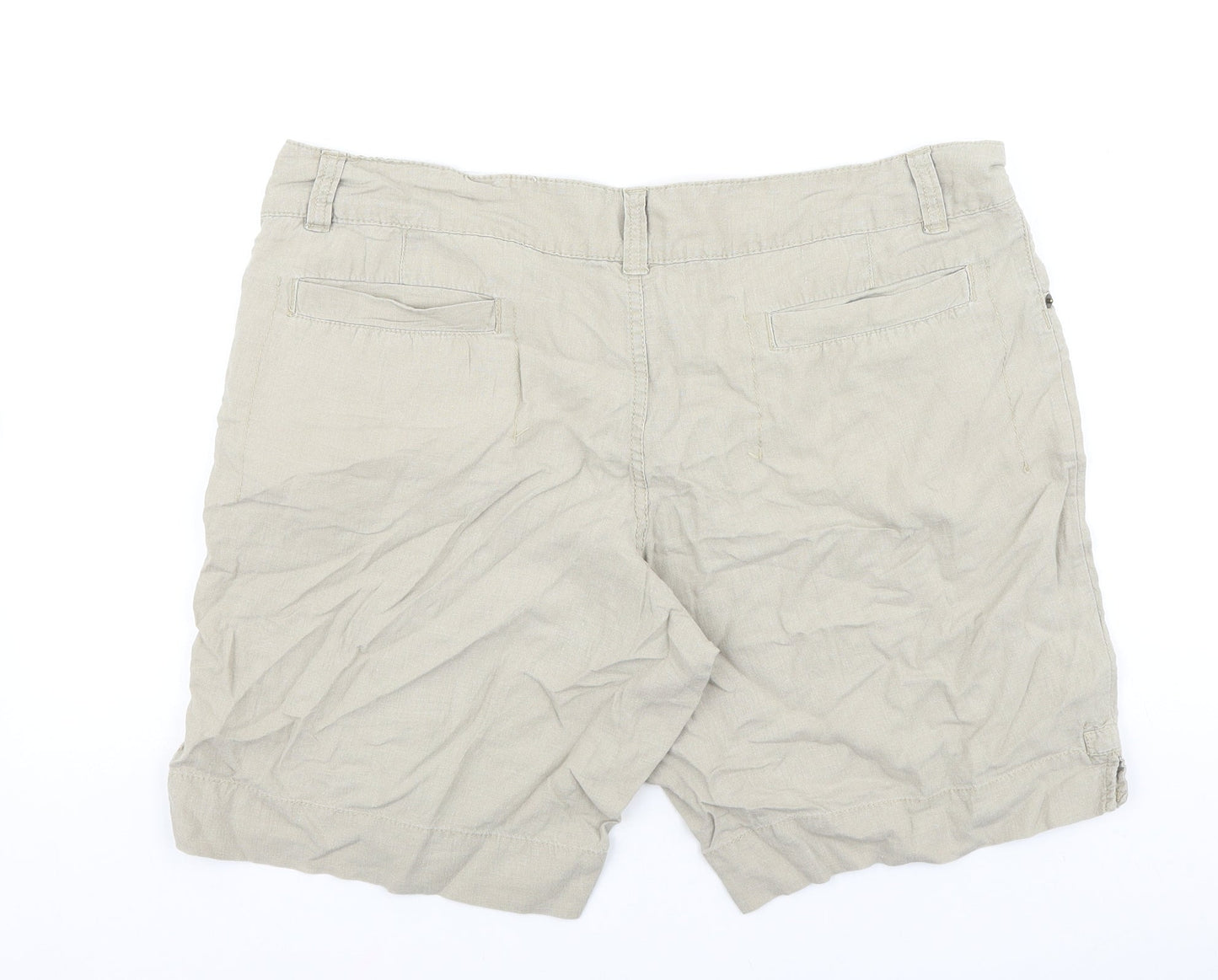 Nobo Womens Beige Linen Chino Shorts Size 38 in L9 in Regular Button