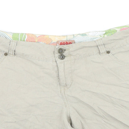 Nobo Womens Beige Linen Chino Shorts Size 38 in L9 in Regular Button
