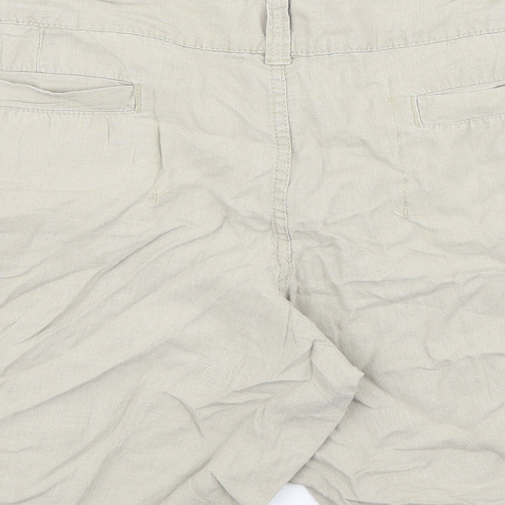 Nobo Womens Beige Linen Chino Shorts Size 38 in L9 in Regular Button