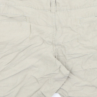 Nobo Womens Beige Linen Chino Shorts Size 38 in L9 in Regular Button