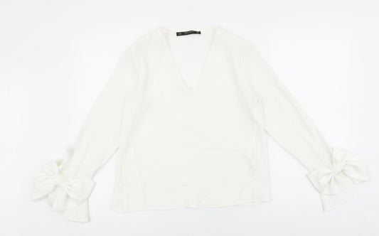 Womens UK Size XS Zara White Basic Blouse