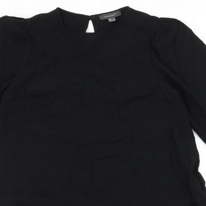 Primark Womens Black Polyester Shift Size 6 Round Neck Button