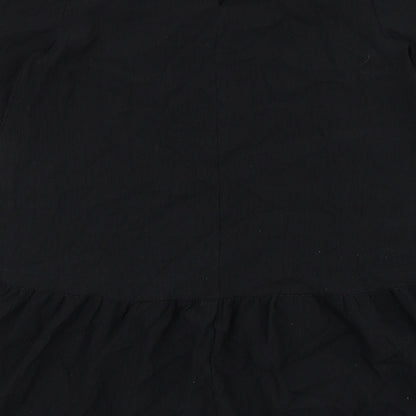 Primark Womens Black Polyester Shift Size 6 Round Neck Button
