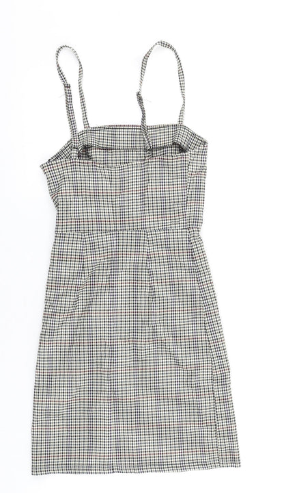 Jennyfer Womens Multicoloured Plaid Polyester Pinafore/Dungaree Dress Size XS Square Neck Zip