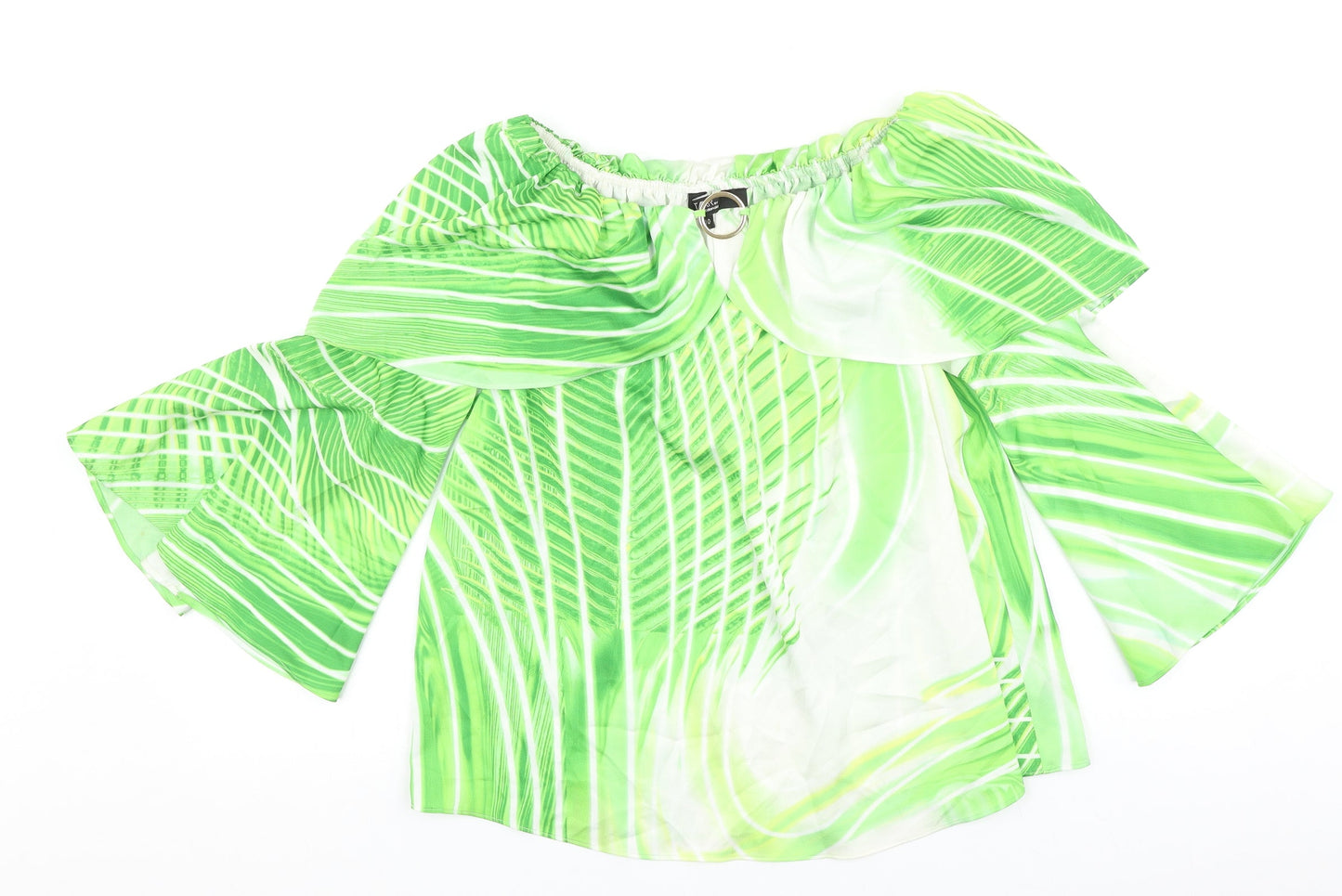 Womens UK Size 10 Star Green Basic Blouse