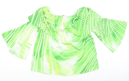 Womens UK Size 10 Star Green Basic Blouse