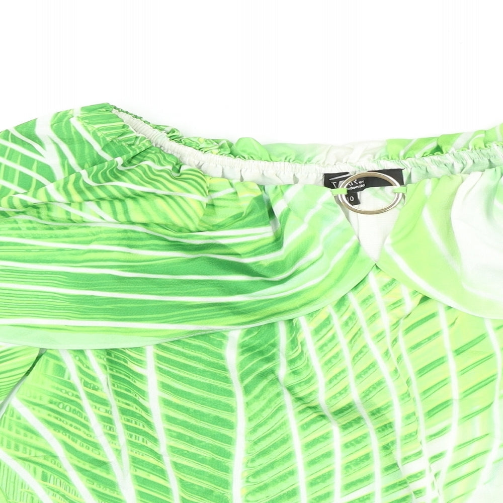 Womens UK Size 10 Star Green Basic Blouse