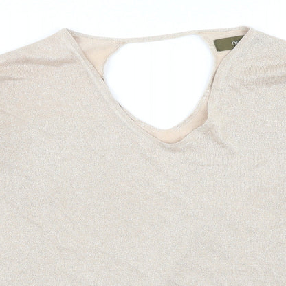 NEXT Womens Gold V-Neck Cotton Pullover Jumper Size 10 - Batwing