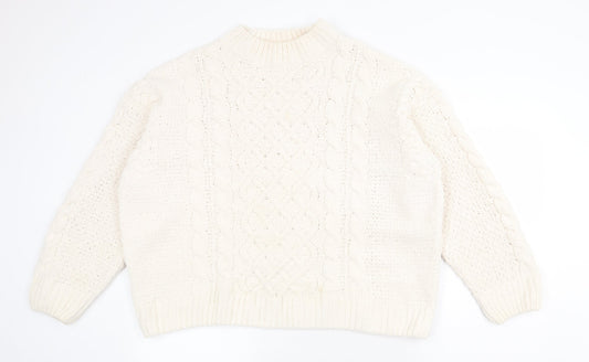 Primark Womens White Round Neck Polyester Pullover Jumper Size XL