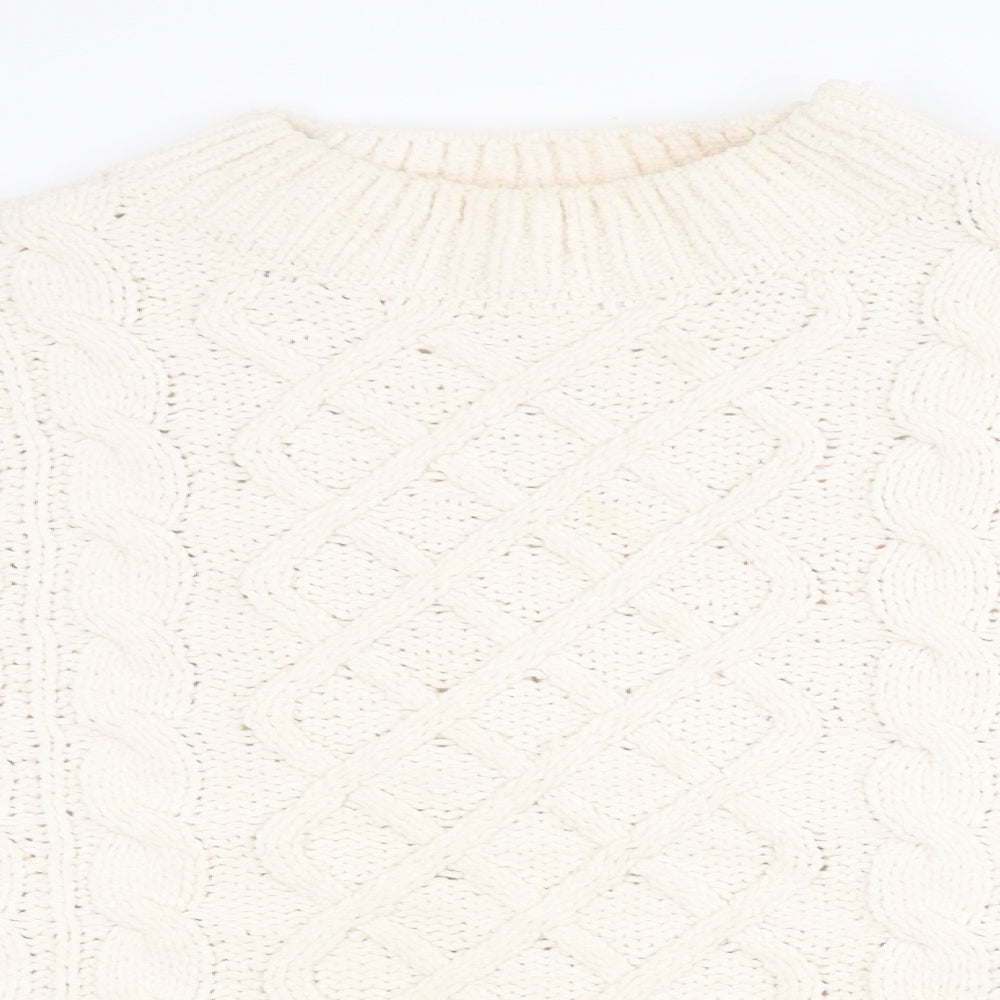 Primark Womens White Round Neck Polyester Pullover Jumper Size XL