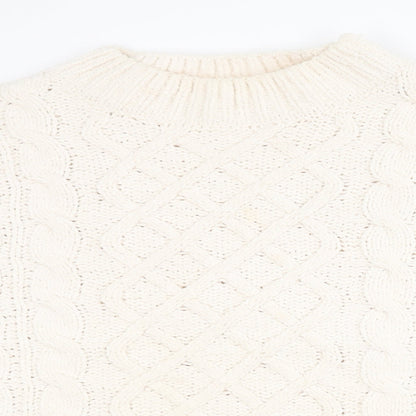 Primark Womens White Round Neck Polyester Pullover Jumper Size XL