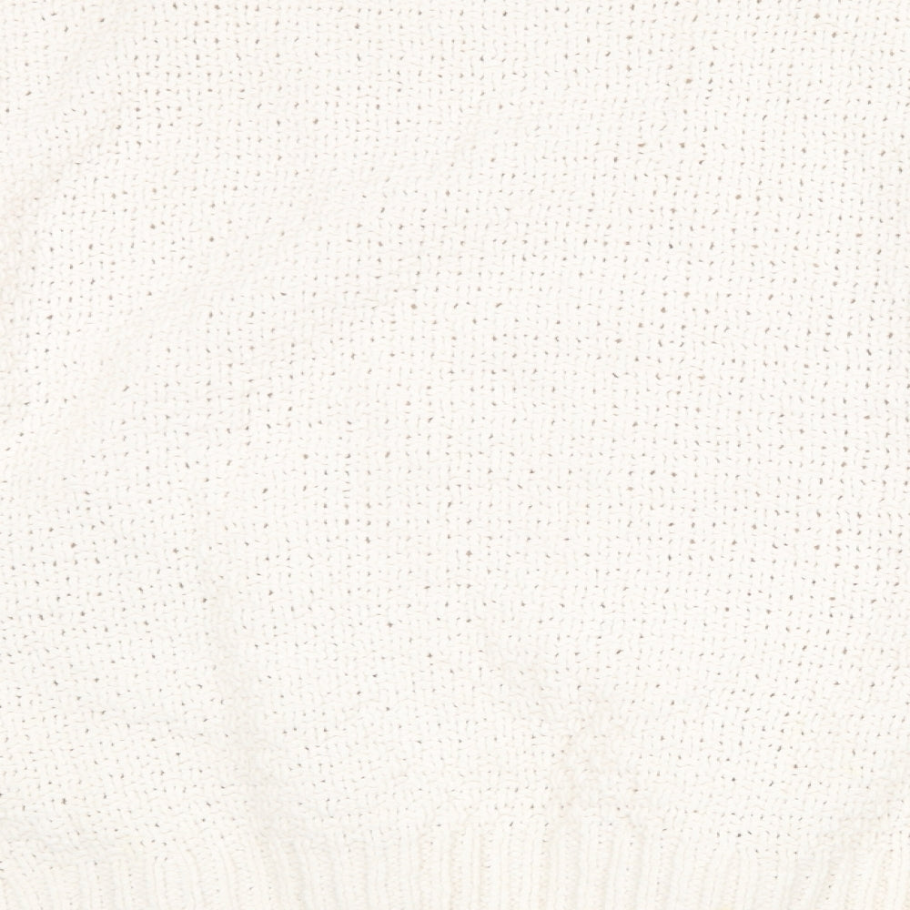 Primark Womens White Round Neck Polyester Pullover Jumper Size XL