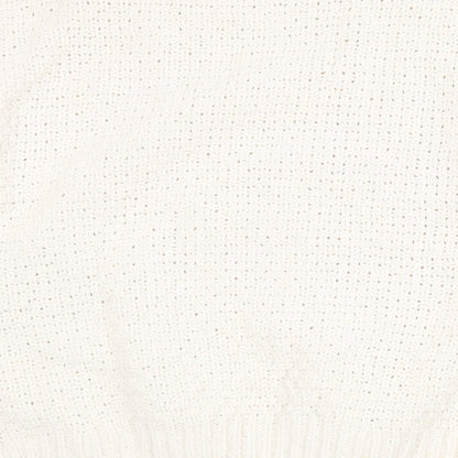 Primark Womens White Round Neck Polyester Pullover Jumper Size XL