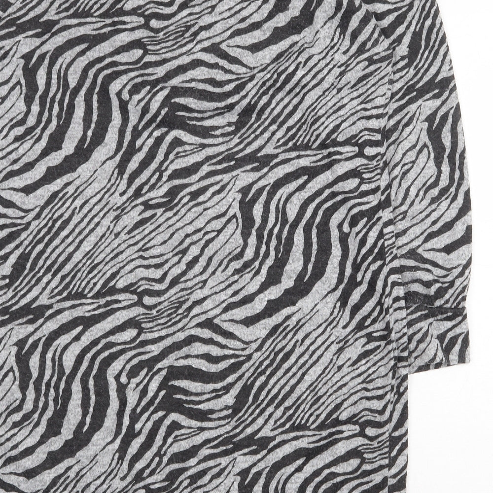 Peacocks Womens Grey Animal Print Polyester Sheath Size 14 Round Neck Pullover - Zebra Pattern