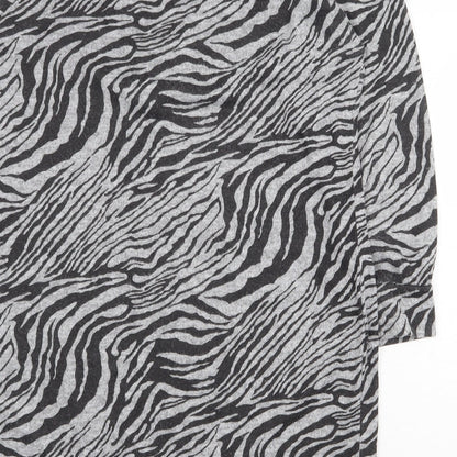 Peacocks Womens Grey Animal Print Polyester Sheath Size 14 Round Neck Pullover - Zebra Pattern