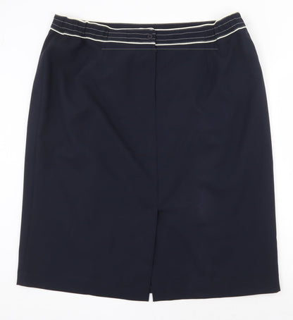 Classics Womens Blue Polyester Straight & Pencil Skirt Size 24 Zip