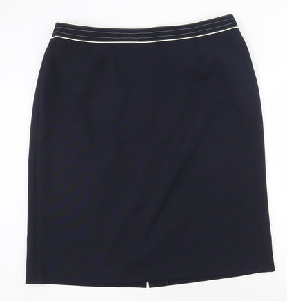 Classics Womens Blue Polyester Straight & Pencil Skirt Size 24 Zip