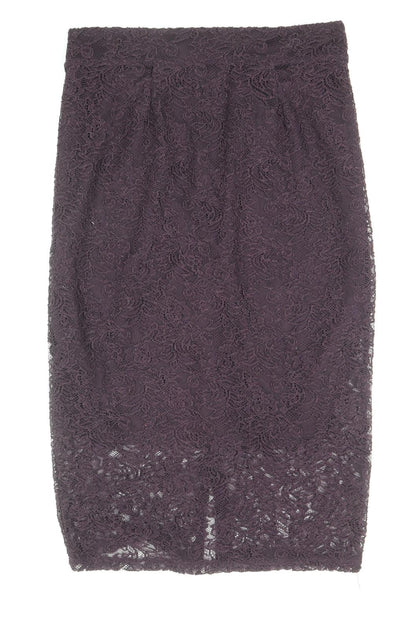 NEXT Womens Purple Floral Polyester Straight & Pencil Skirt Size 10 Zip