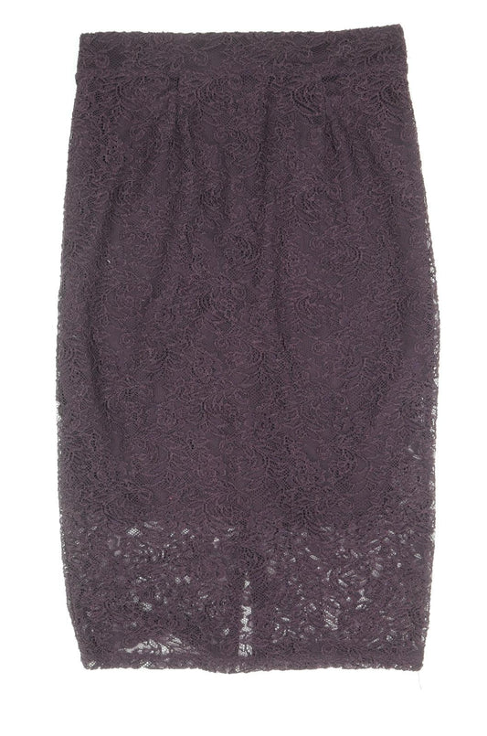 NEXT Womens Purple Floral Polyester Straight & Pencil Skirt Size 10 Zip