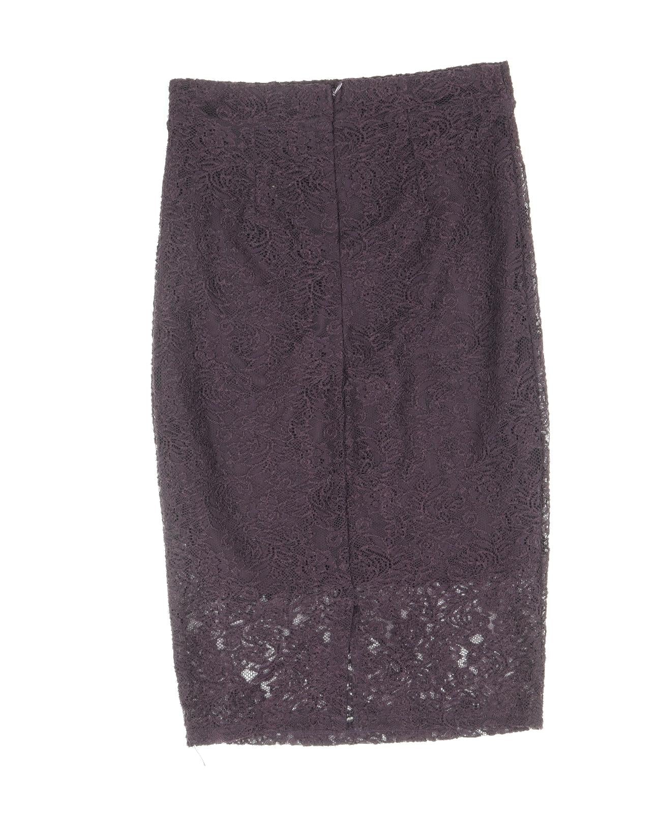 NEXT Womens Purple Floral Polyester Straight & Pencil Skirt Size 10 Zip