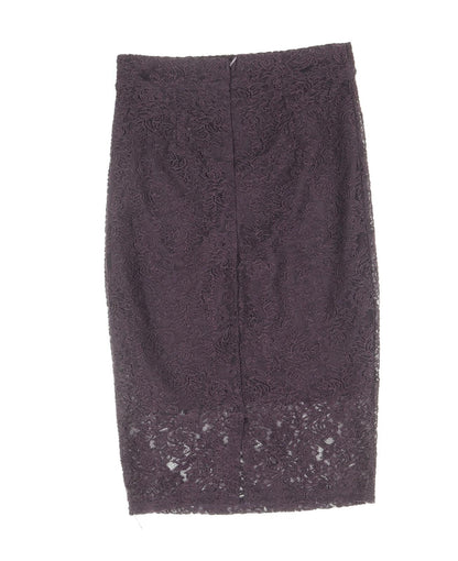 NEXT Womens Purple Floral Polyester Straight & Pencil Skirt Size 10 Zip