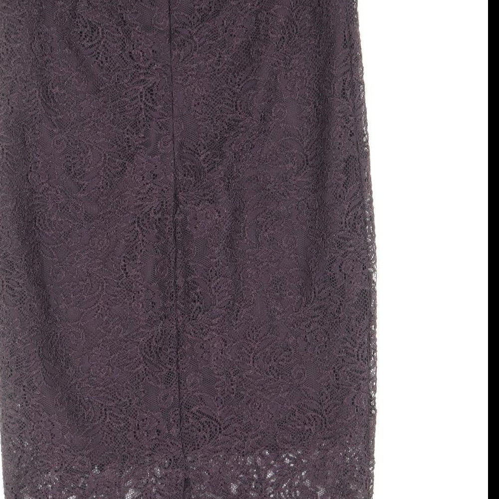 NEXT Womens Purple Floral Polyester Straight & Pencil Skirt Size 10 Zip