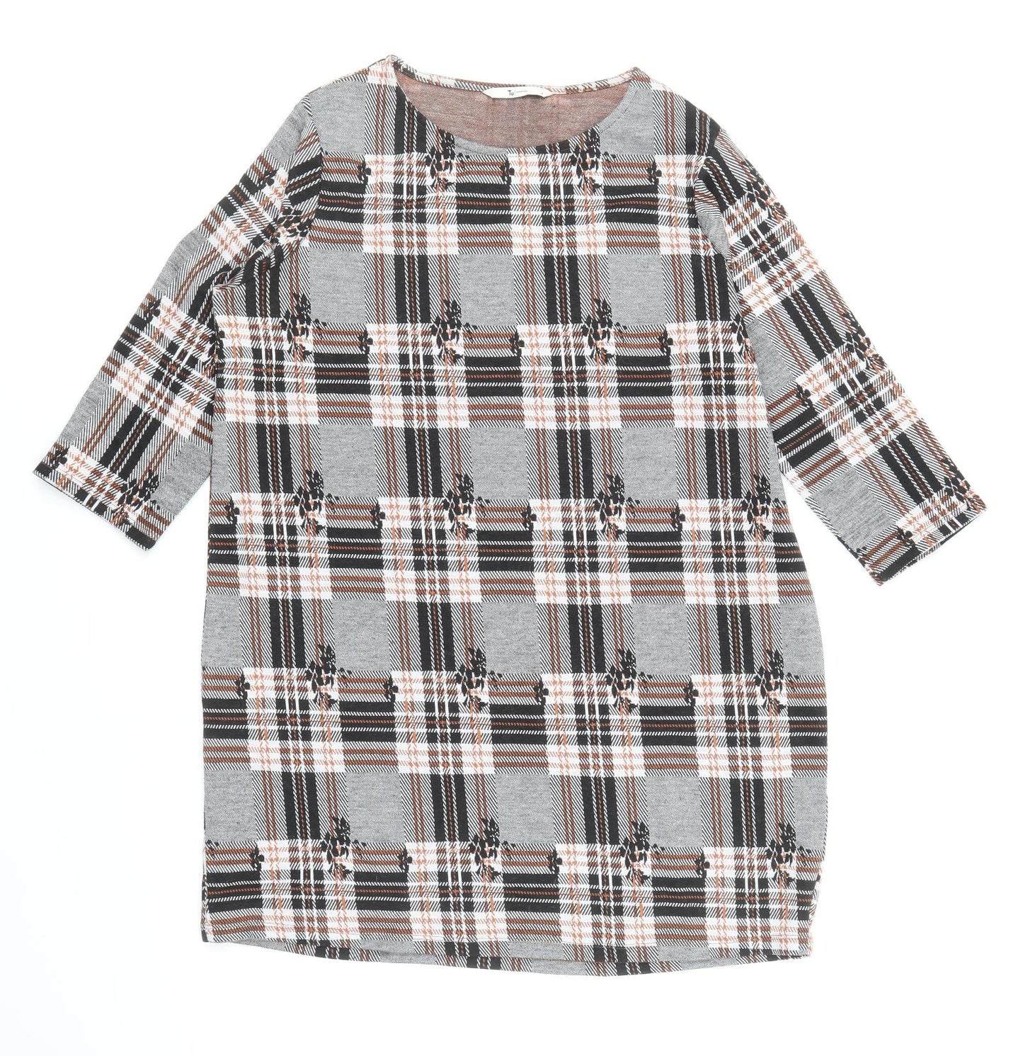 TU Womens Multicoloured Geometric Polyester A-Line Size 14 Round Neck Pullover