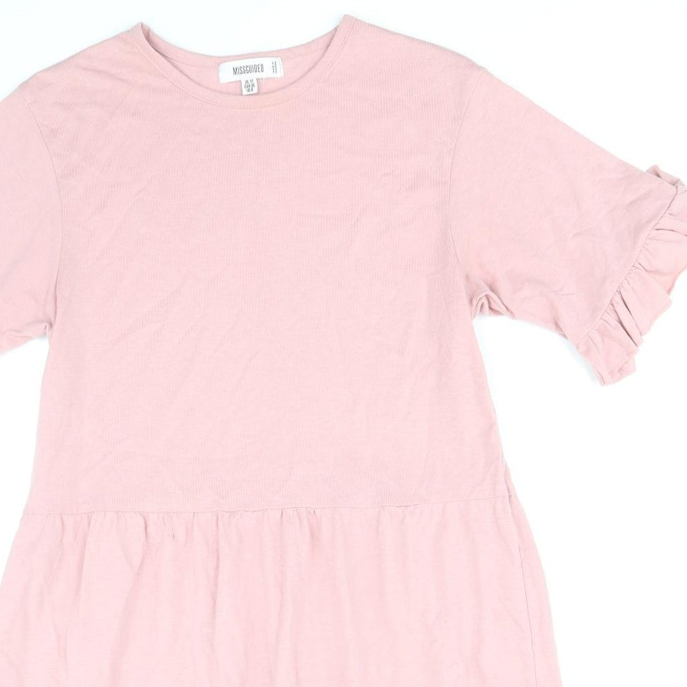 Missguided Womens Pink Polyester Fit & Flare Size 10 Round Neck Pullover
