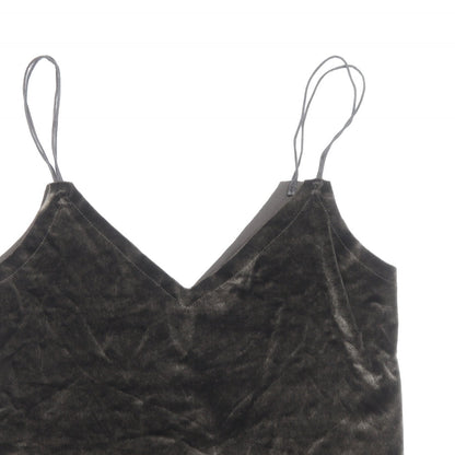 Pull&Bear Womens Brown Polyester Basic Tank Size S V-Neck