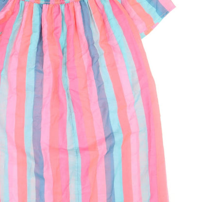 George Womens Multicoloured Striped Polyester T-Shirt Dress Size S Off the Shoulder Pullover