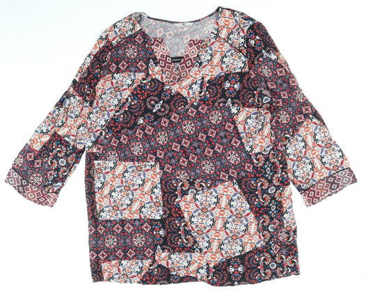 TU Womens Multicoloured Geometric Viscose A-Line Size 22 V-Neck Pullover