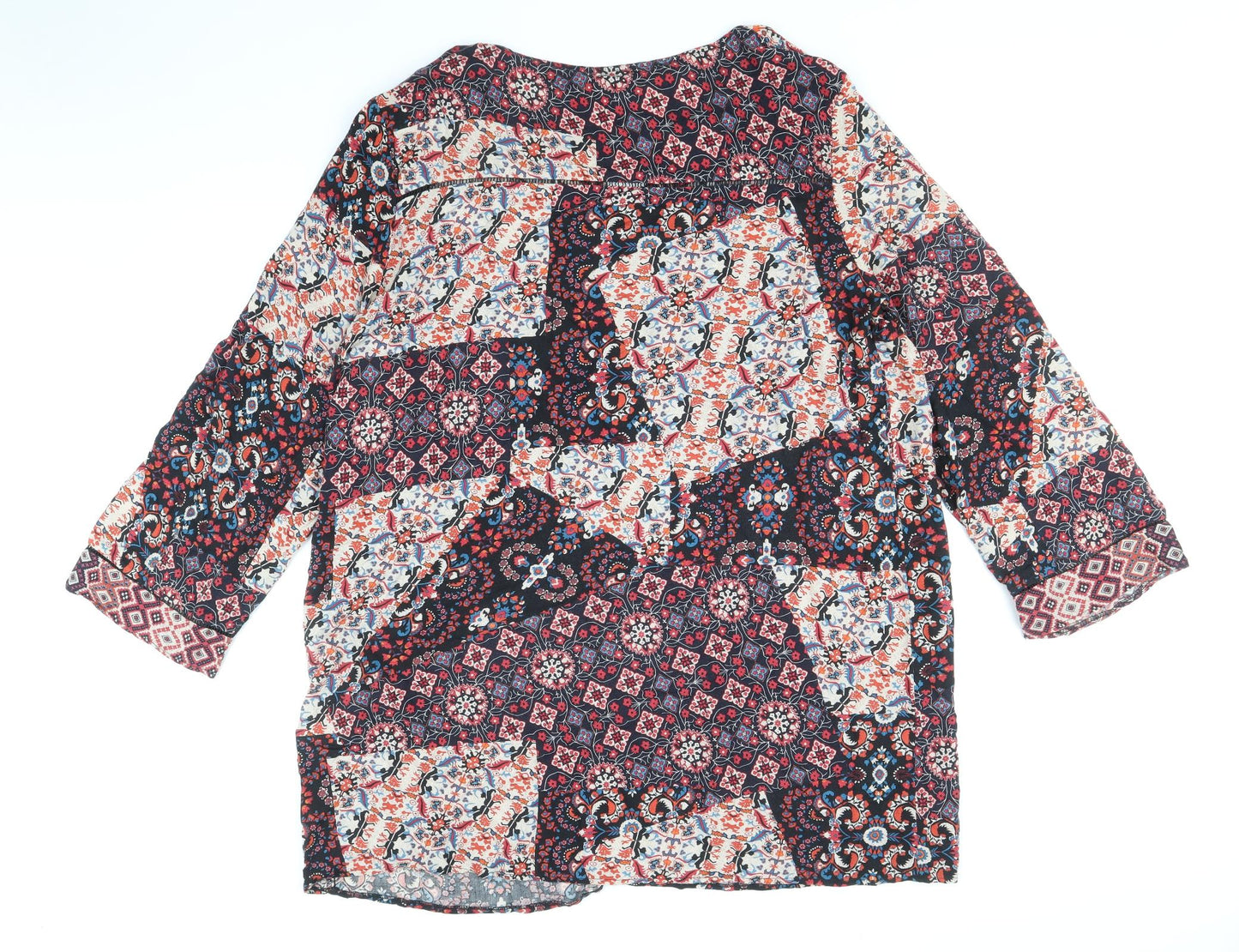 TU Womens Multicoloured Geometric Viscose A-Line Size 22 V-Neck Pullover