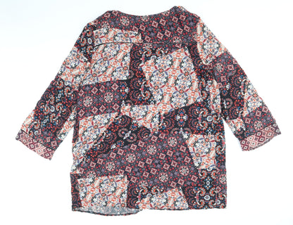 TU Womens Multicoloured Geometric Viscose A-Line Size 22 V-Neck Pullover