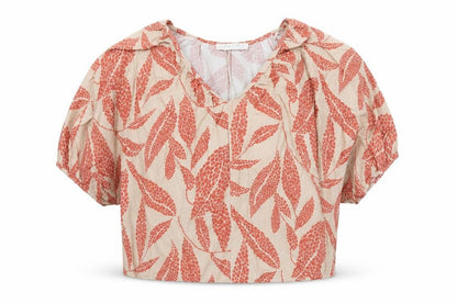 Womens UK Size 6 Primark Brown Cropped Blouse