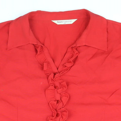 Bonmarche Womens Red Viscose Basic Button-Up Size 20 Collared