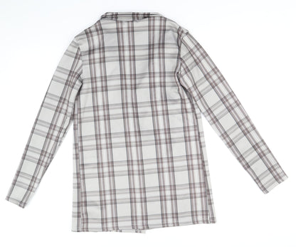 PRETTYLITTLETHING Womens Grey Geometric Pea Coat Jacket Size 6