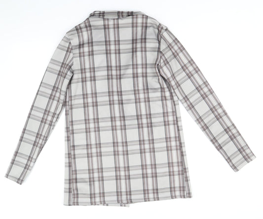 PRETTYLITTLETHING Womens Grey Geometric Pea Coat Jacket Size 6