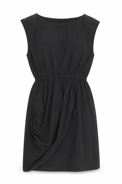 Lila Womens Black Nylon Fit & Flare Size 10 Round Neck Pullover